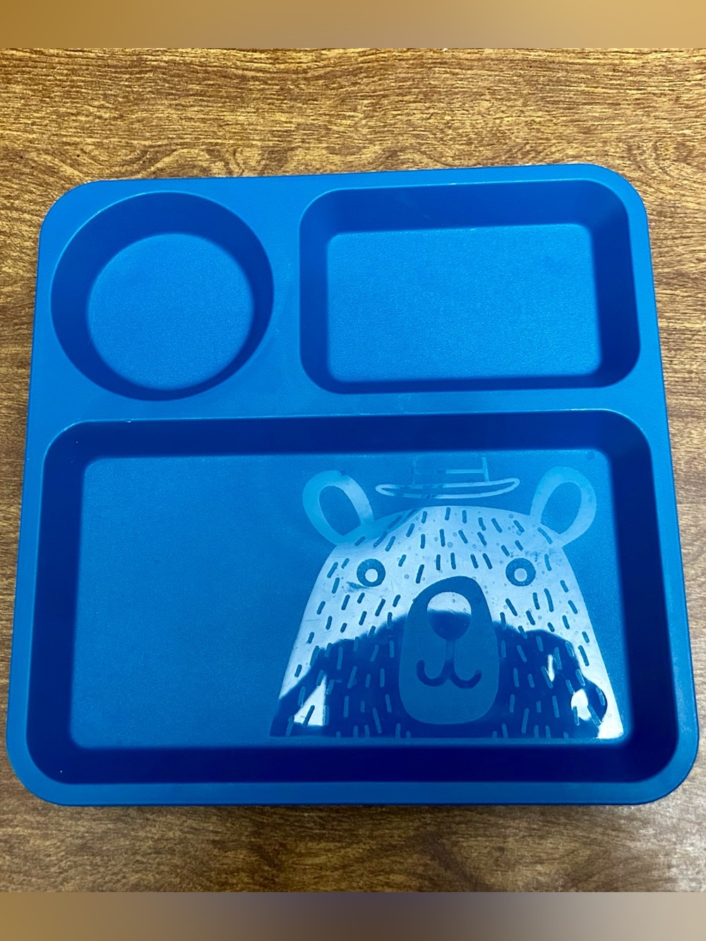 (4) Pillowfort BPA Free Plastic Divided Square Tray Plates Blue Bear Target
